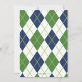 Navy & Green Raute Golf Party Einladungen (Rückseite)