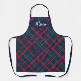 Navy Green Red Tartan Karierter Personalisierter U Schürze