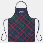 Navy Green Red Tartan Karierter Personalisierter U Schürze (Vorderseite)