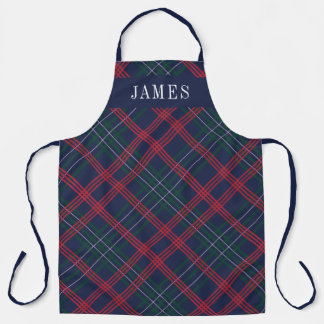 Navy Green Red Tartan Karierter Personalisierter U Schürze