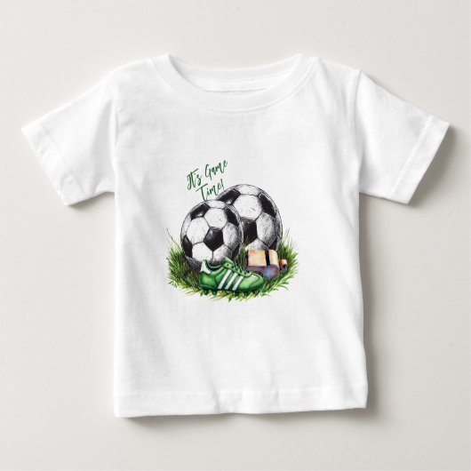 Navy Green Soccer Kids Watercolor Foto Baby T-shirt (Vorderseite)