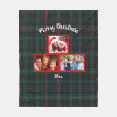 Navy Green Tartan Kariert Frohe Weihnachtszeit Fot Fleecedecke (Vorderseite)