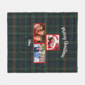 Navy Green Tartan Kariert Frohe Weihnachtszeit Fot Fleecedecke (Vorderseite (Horizontal))