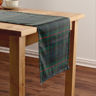 Navy Green Tartan Kariert Kurzer Tischläufer