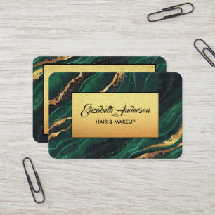 Navy Green und Gold Glitzer Modern  Visitenkarte