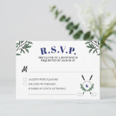 Navy Greenerity Golf Themed Retirement Party RSVP Karte (Stehend Vorderseite)