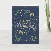 Navy Greenery Geburtstag Karte (Vorderseite)