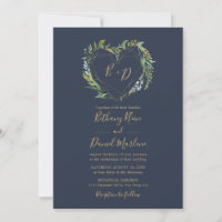 Navy Greenery with Geometric Heart Wedding