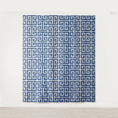 Navy Griechisches Schlüsselmuster Wandteppich (Vorderseite)