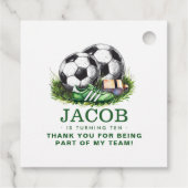 Navy grüne Fußball Kinder Wasserfarbe Geschenkanhänger (Rückseite)