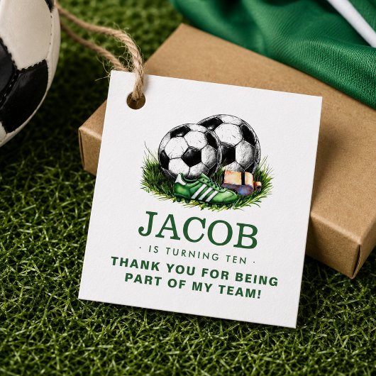 Navy grüne Fußball Kinder Wasserfarbe Geschenkanhänger