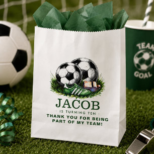 Navy grüne Fußball Kinder Wasserfarbe Geschenktütchen