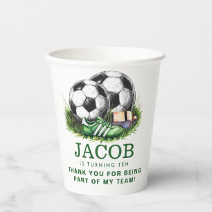 Navy grüne Fußball Kinder Wasserfarbe Pappbecher