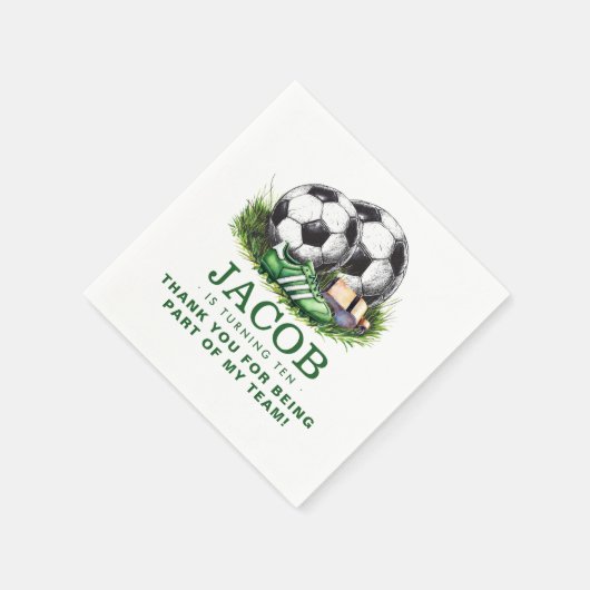 Navy grüne Fußball Kinder Wasserfarbe Serviette (Ecke)