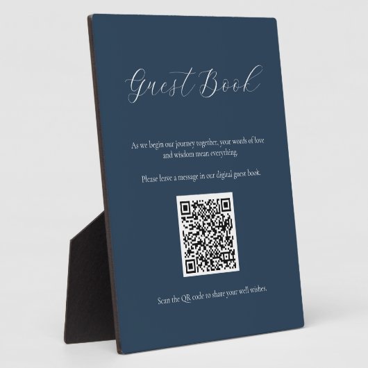 Navy Guest Book Sign mit QR Code Plaque Fotoplatte (Seite)