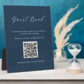Navy Guest Book Sign mit QR Code Plaque Fotoplatte (Seite)