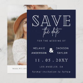 Navy Handgeschriebenes Kalligrafie-Foto Save the D Date