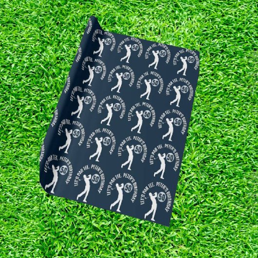 Navy Happy Birthday MAN Golfer Geschenkpapier