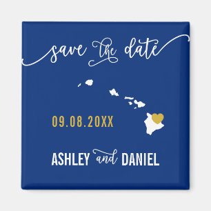 Navy Hawaii Hochzeit Speichern Sie die Datumskarte Magnet
