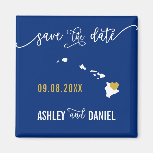 Navy Hawaii Hochzeit Speichern Sie die Datumskarte Magnet (Vorne)