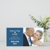 Navy Heart Wedding Foto Vielen Dank Karten (Stehend Vorderseite)