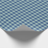 Navy Hellblau Gingham Klassisches Karo Preppy Kari Geschenkpapier (Ecke)