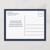 Navy Hello World Foto Birth Stat Ankündigungspostkarte (Rückseite)