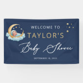 Navy Himmel Mond Sterne Baby Shower Banner (Horizontal)