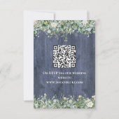 Navy Holz Eukalyptus Hochzeit RSVP Karte | Rustika (Rückseite)