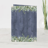 Navy Holz Eukalyptus Hochzeitsprogramm | Rustikal Programm (Rückseite)