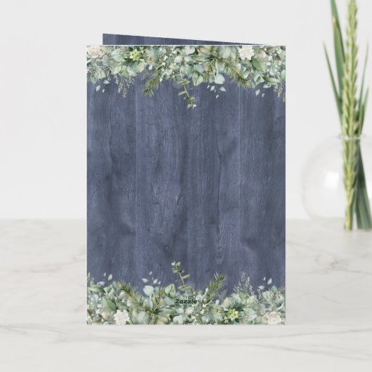 Navy Holz Eukalyptus Hochzeitsprogramm | Rustikal Programm (Rückseite)