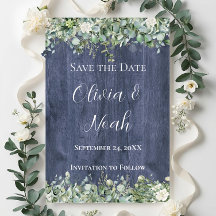 Navy Holz Eukalyptus Save the Date | Rustikal