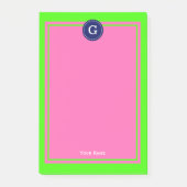 Navy Hot Pink Gerahmt 1I Monogramm Post-it Klebezettel (Vorderseite)
