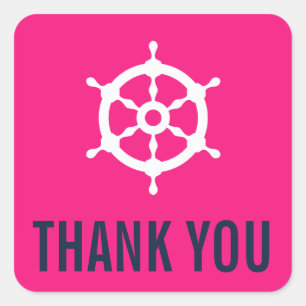 Navy & Hot Pink Nautical Wedding Danke Sticker
