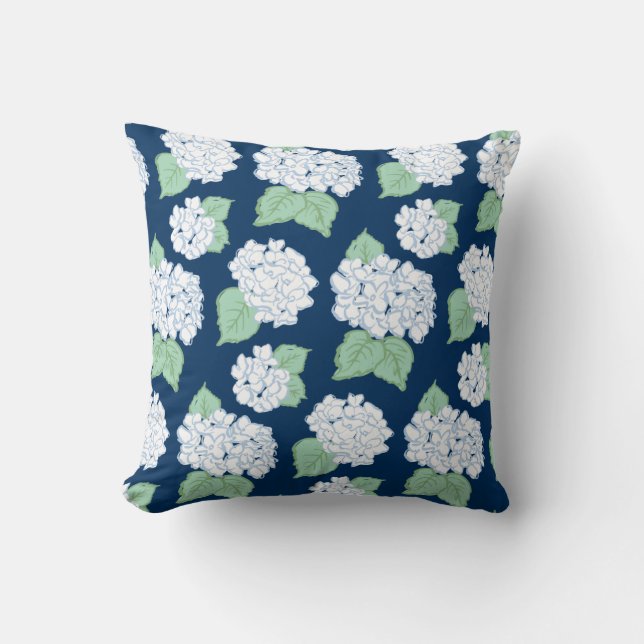 Navy-Hydrangeas-Kissen Kissen (Vorderseite)