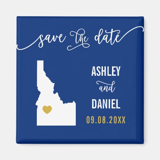 Navy Idaho Hochzeit Speichern Sie die Datumskarte Magnet (Vorne)