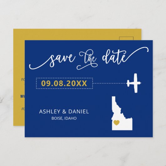 Navy Idaho Hochzeit Speichern Sie die Datumskarte Postkarte (Vorne/Hinten)