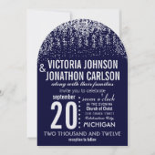 Navy Ihr Foto Confetti ModernTypografie Einladung (Vorderseite)