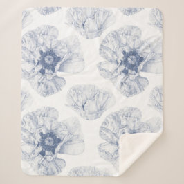 Navy Illustriert Poppy Blume Sherpadecke