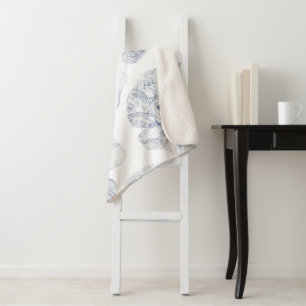 Navy Illustriert Poppy Blume Sherpadecke