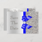 Navy-Imitate Bow-Silver-Sequenzen Save the Date (Vorne/Hinten)