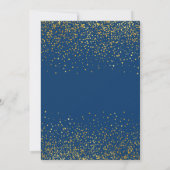 Navy Imitate Gold Glitzer Confetti Dots Extravagan Einladung (Rückseite)