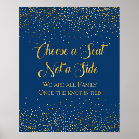 Navy Imitate Gold Glitzer Confetti Hochzeitssitze Poster (Vorne)