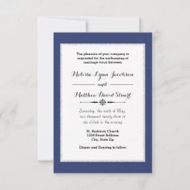 Navy & Imitats Glitzer Gerahmt - Einladung 3x5Wedd