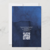 Navy & Imitats Glitzer Silver Floral QR Code Hochz Einladung (Rückseite)