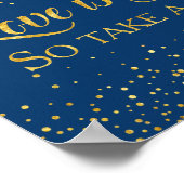 Navy Imitats Gold Glitzer Confetti Hochzeitsdesser Poster (Ecke)