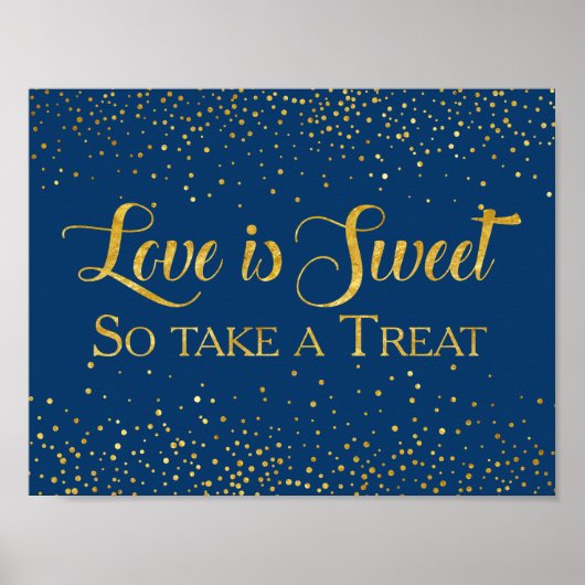 Navy Imitats Gold Glitzer Confetti Hochzeitsdesser Poster (Vorne)