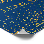 Navy Imitats Gold Glitzer Confetti Wedding Gästebu Poster (Ecke)