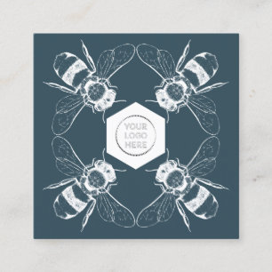 Navy Imker Honigwaben Farm Apiary Logo QR-Code Quadratische Visitenkarte