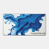 Navy Indigo Abstract Watercolor Schreibtischunterlage (Vorderseite)